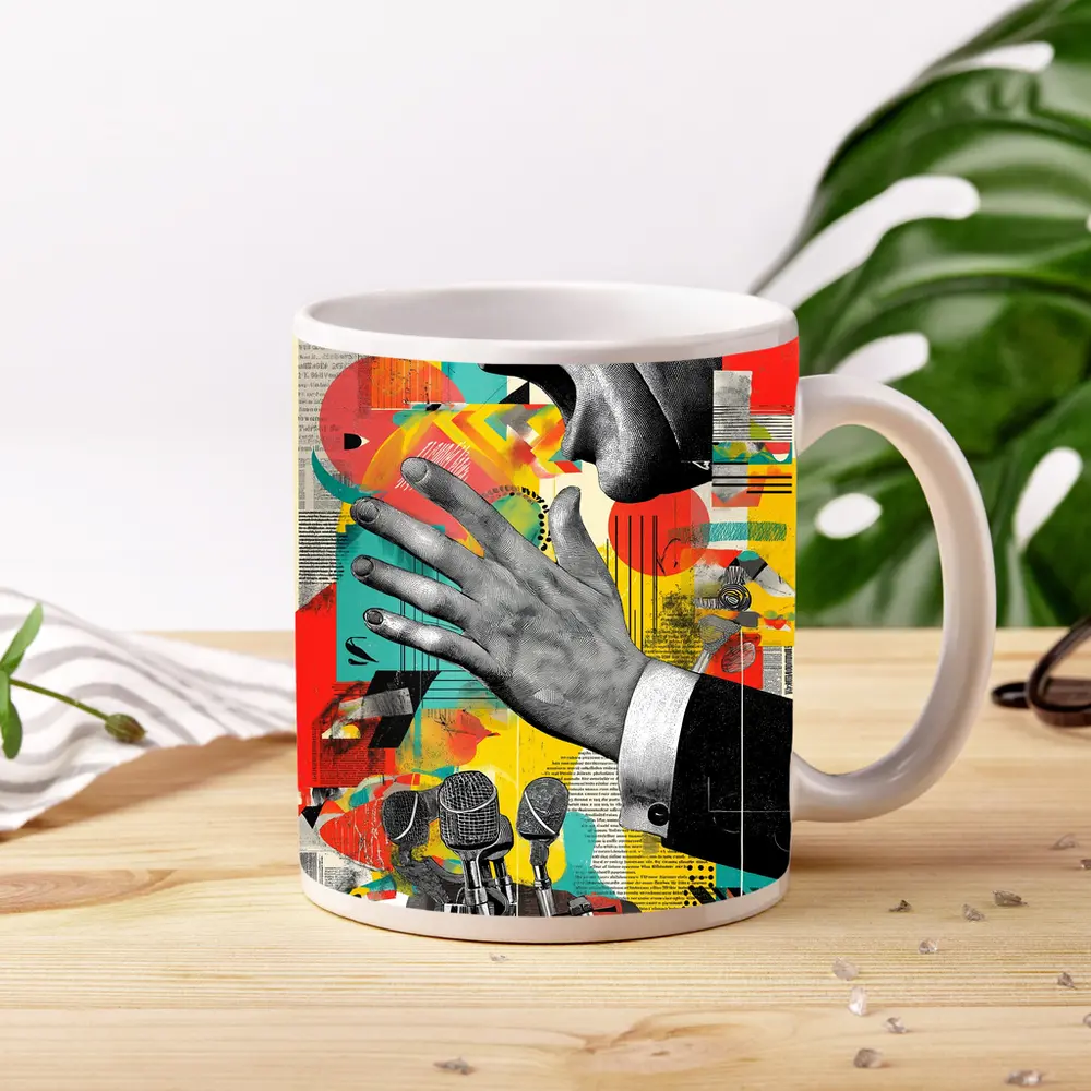 Political Speaker Collage Pop Art Illustration – Mugs
