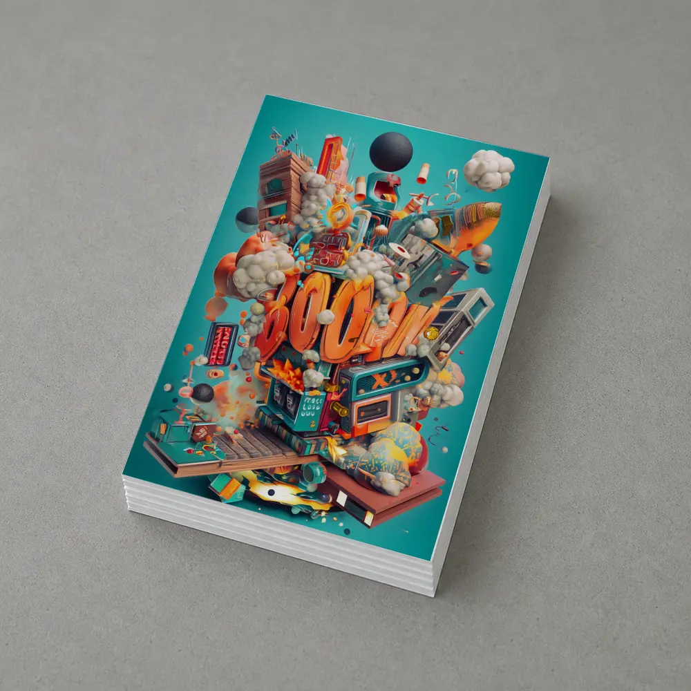 Boom Graffiti Street Art Teal Background – Postcards
