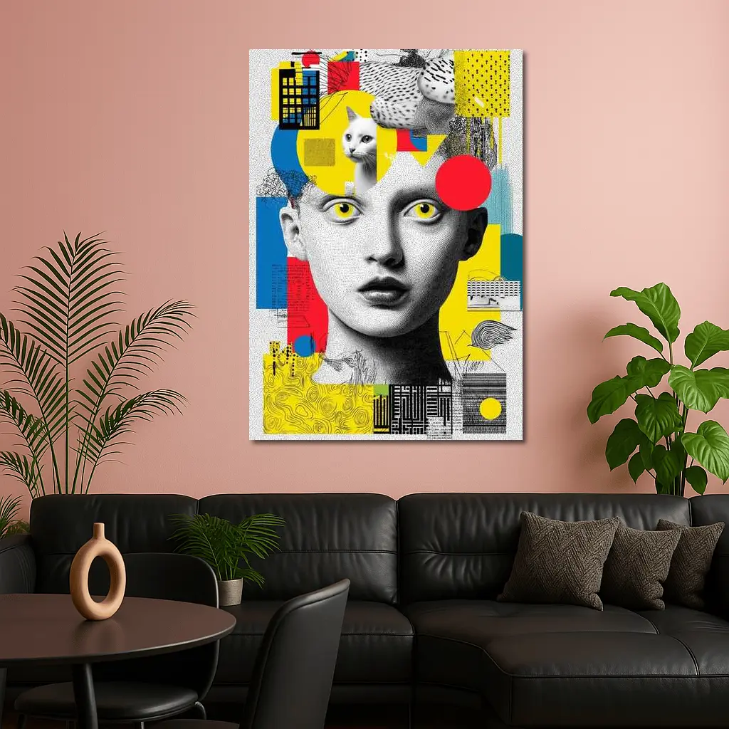 Pop Art Collage Woman With Yellow Eyes – Wall Art