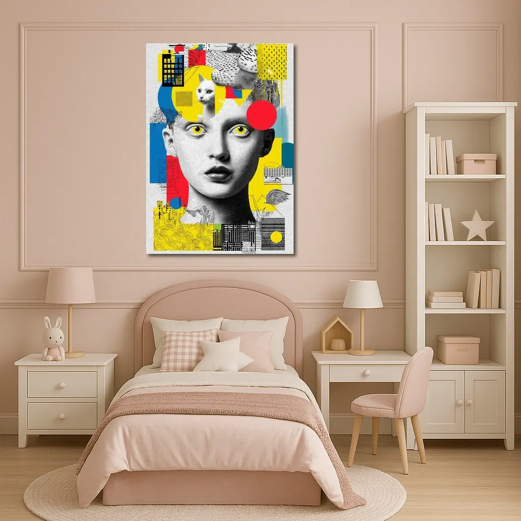 Pop Art Collage Woman With Yellow Eyes – Wall Art