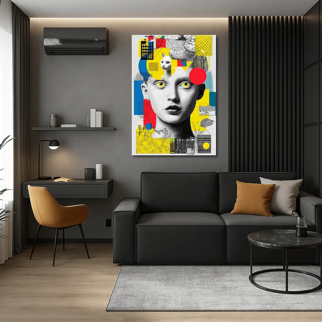 Pop Art Collage Woman With Yellow Eyes – Wall Art