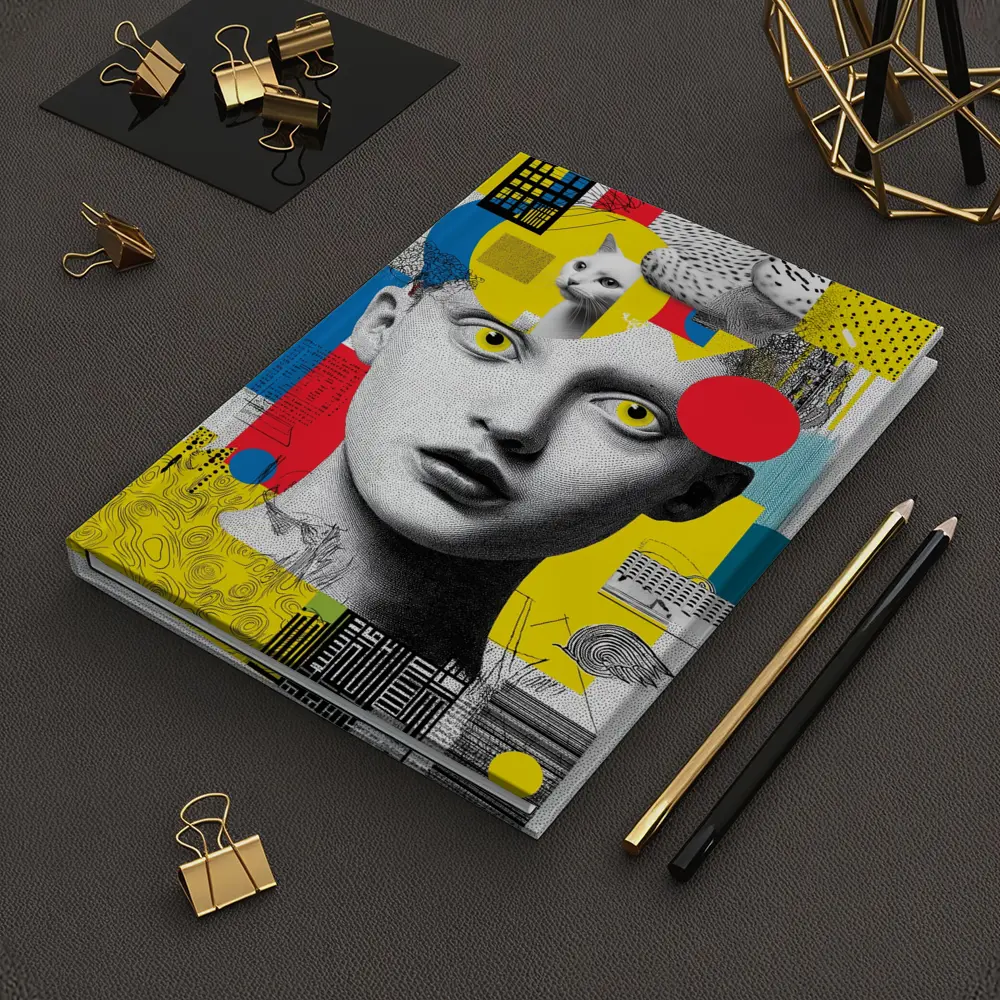Pop Art Collage Woman With Yellow Eyes – Notebooks