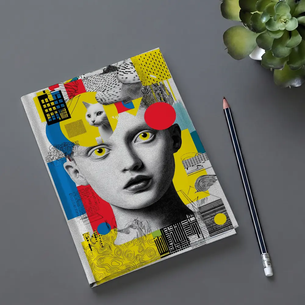Pop Art Collage Woman With Yellow Eyes – Notebooks