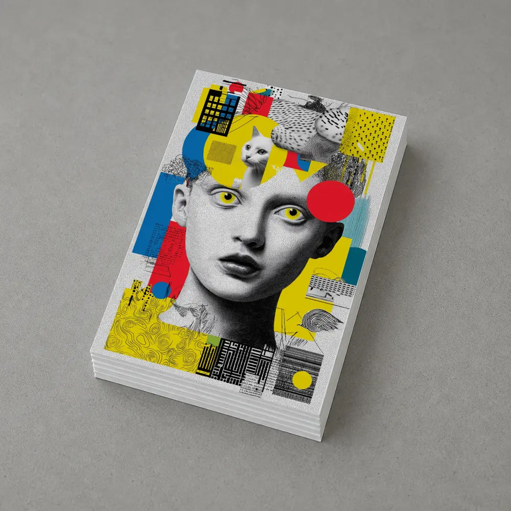 Pop Art Collage Woman With Yellow Eyes – Postcards