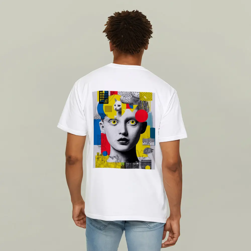 Pop Art Collage Woman With Yellow Eyes – T-Shirts