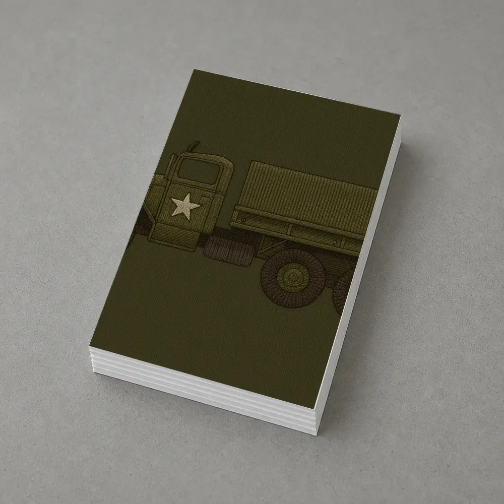 Military Army Truck Olive Green Embroidery Art – Postcards