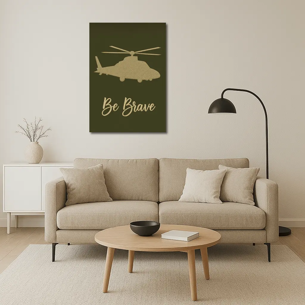 Be Brave Military Helicopter Olive Green Art – Wall Art