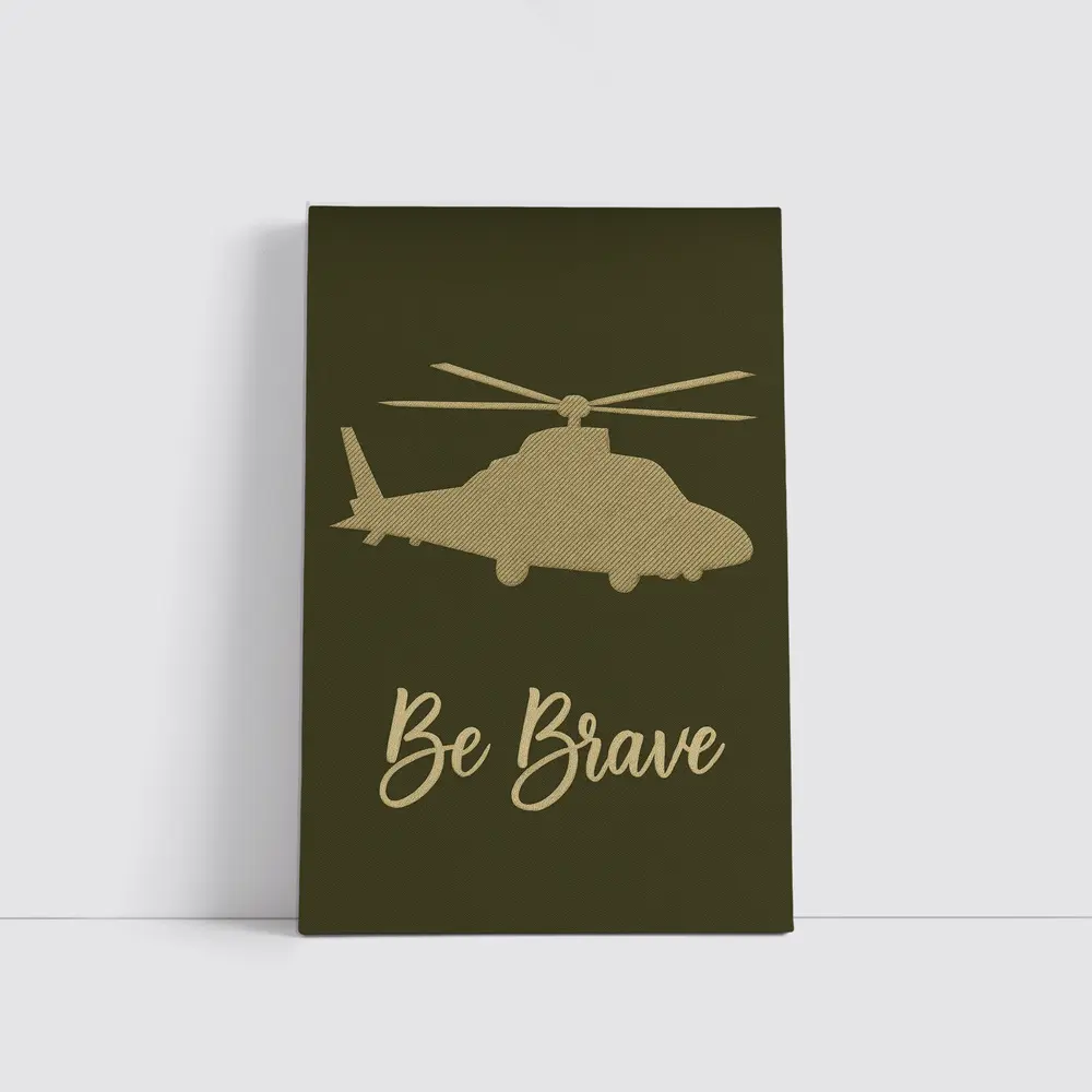 Be Brave Military Helicopter Olive Green Art – Wall Art