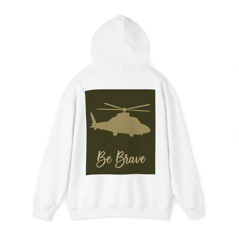 Be Brave Military Helicopter Olive Green Art – Hoodies