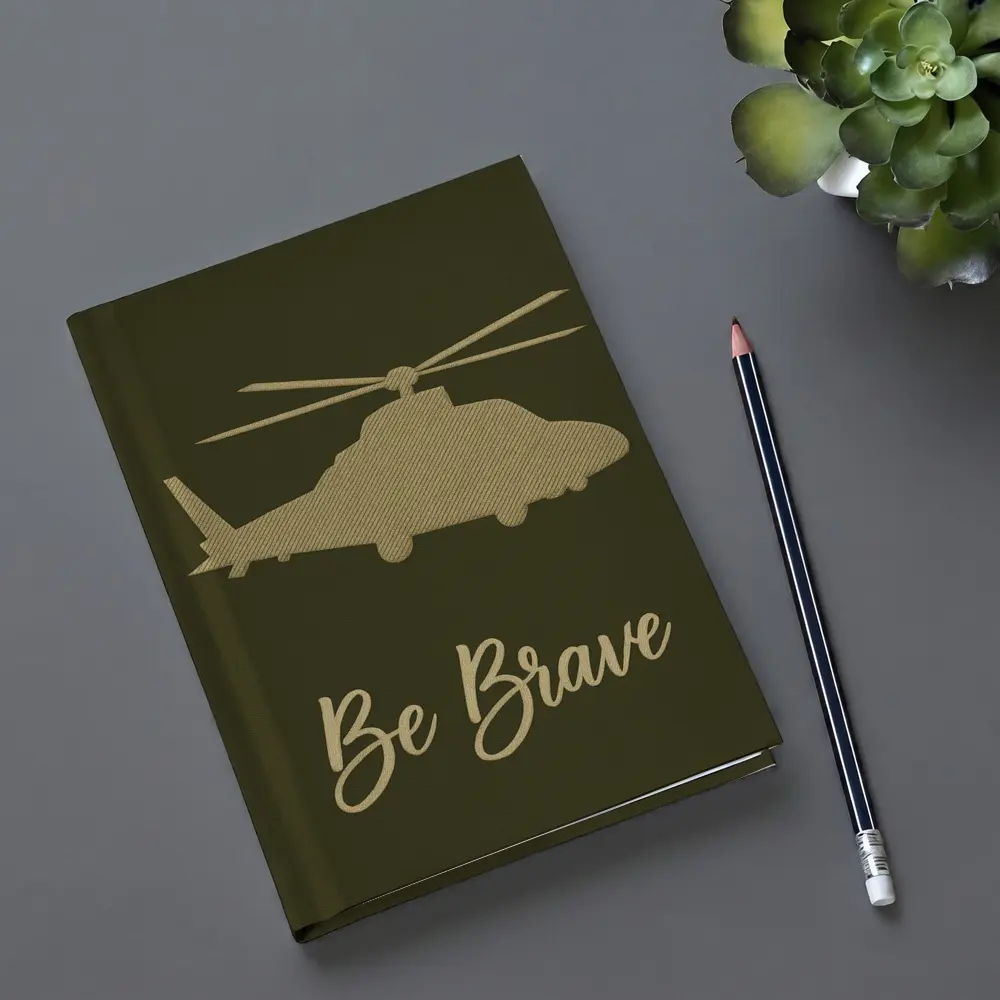 Be Brave Military Helicopter Olive Green Art – Notebooks