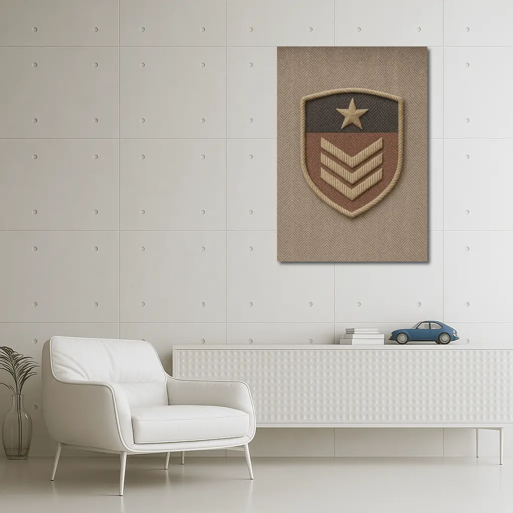 Military Sergeant Rank Badge Embroidered Shield – Wall Art