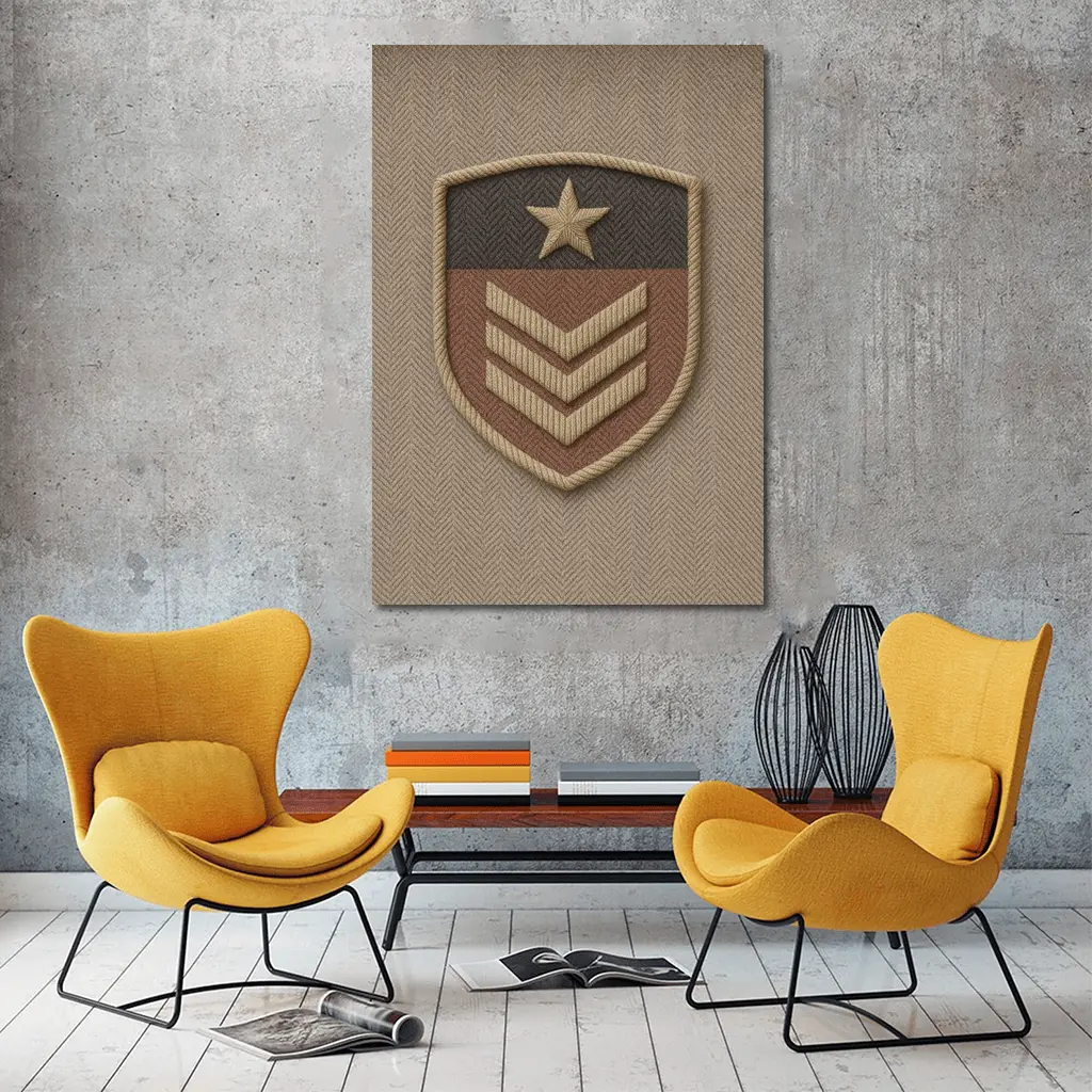 Military Sergeant Rank Badge Embroidered Shield – Wall Art