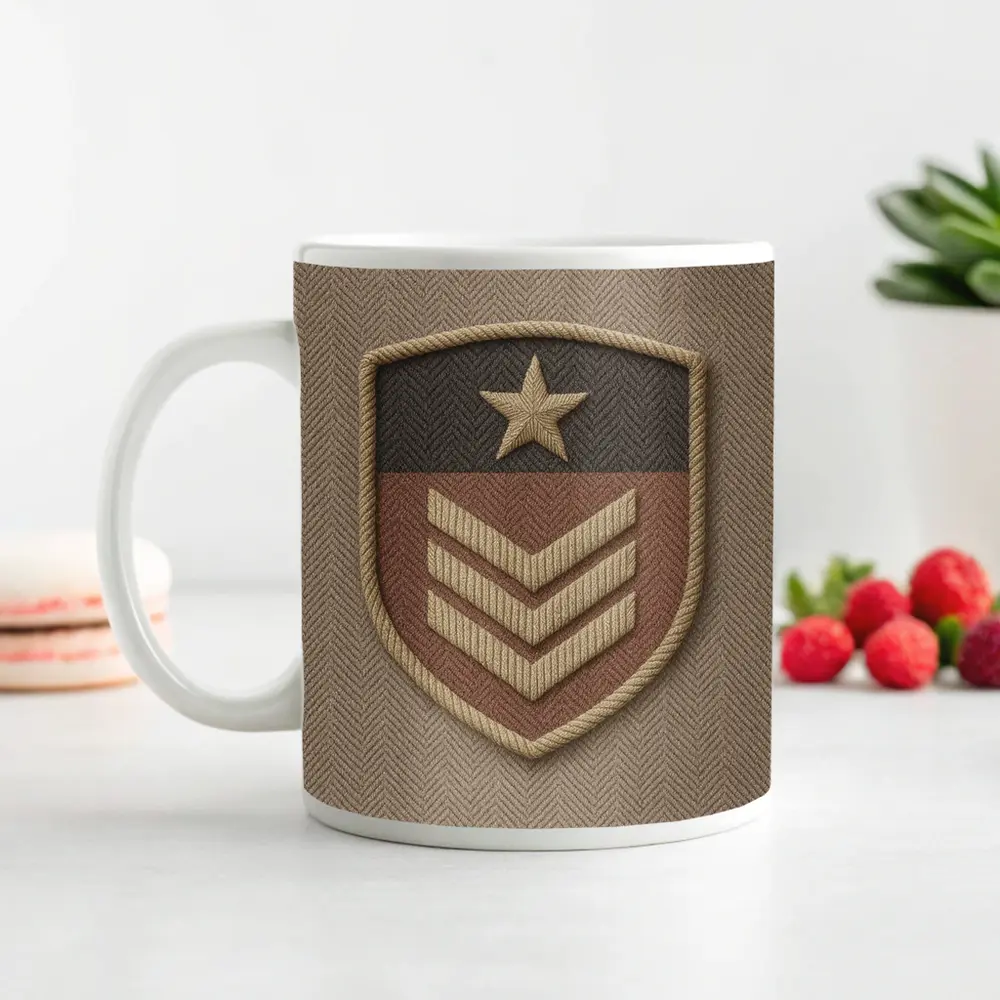 Military Sergeant Rank Badge Embroidered Shield – Mugs