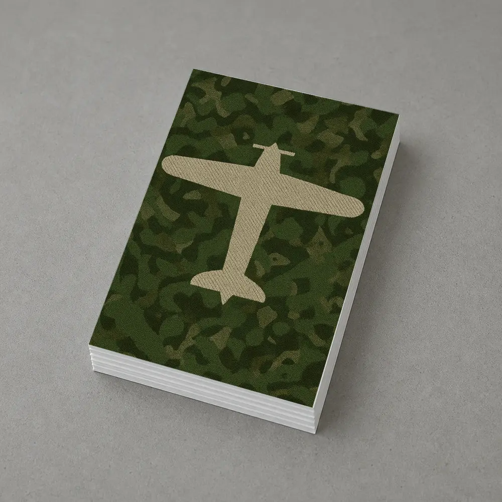 Military Airplane Silhouette On Camouflage Background – Postcards