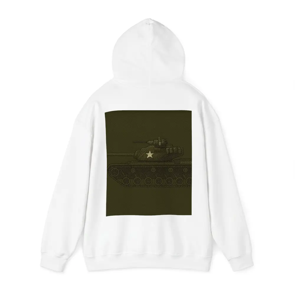 Military Tank Sketch Olive Green Background – Hoodies