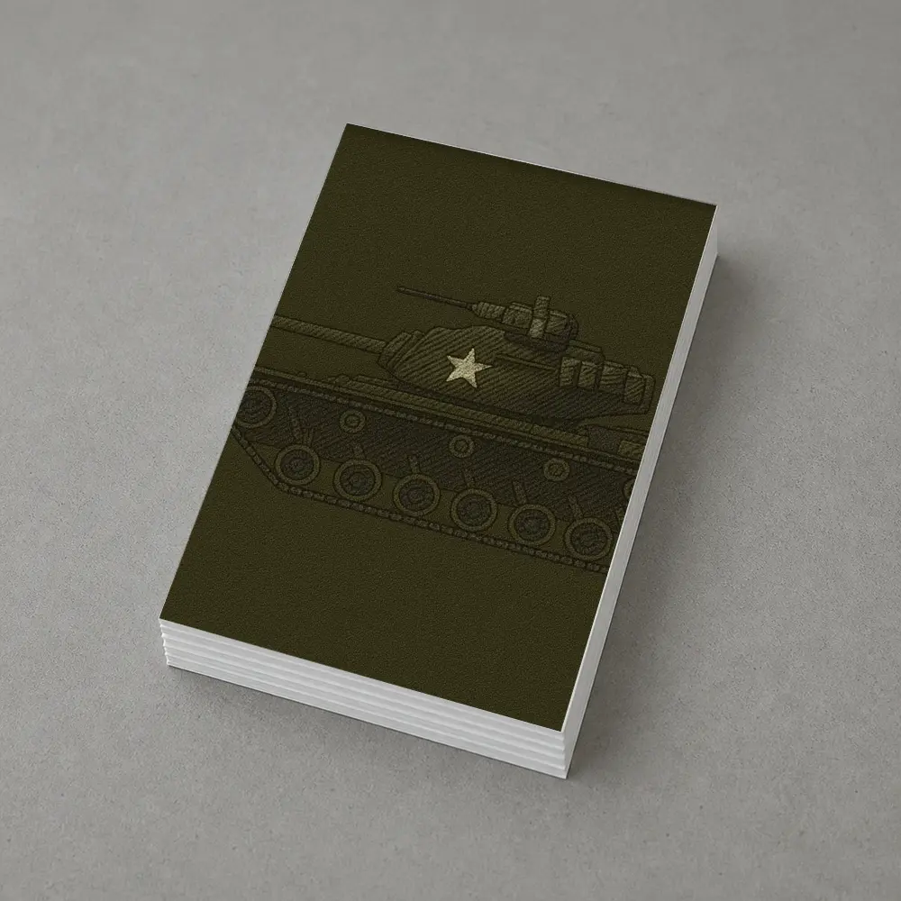 Military Tank Sketch Olive Green Background – Postcards