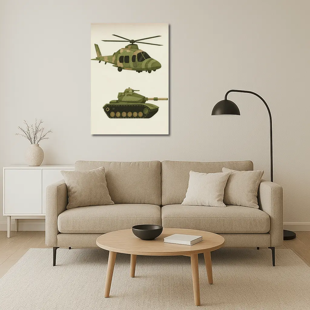 Military Helicopter and Tank Camouflage Art – Wall Art