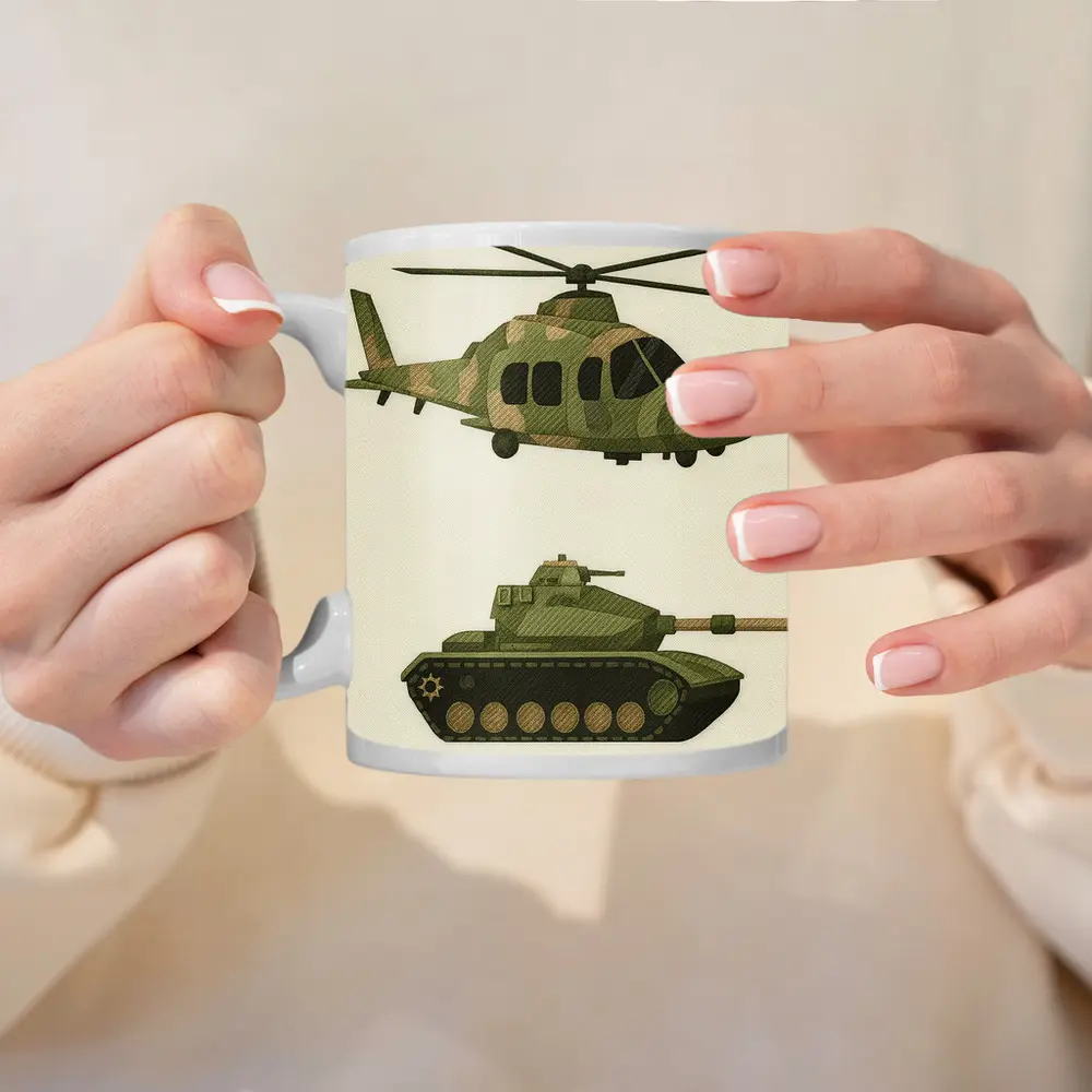Military Helicopter and Tank Camouflage Art – Mugs