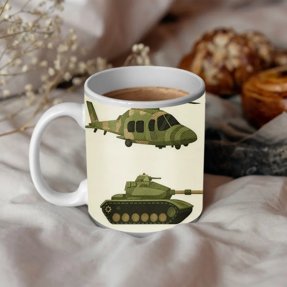 Military Helicopter and Tank Camouflage Art – Mugs