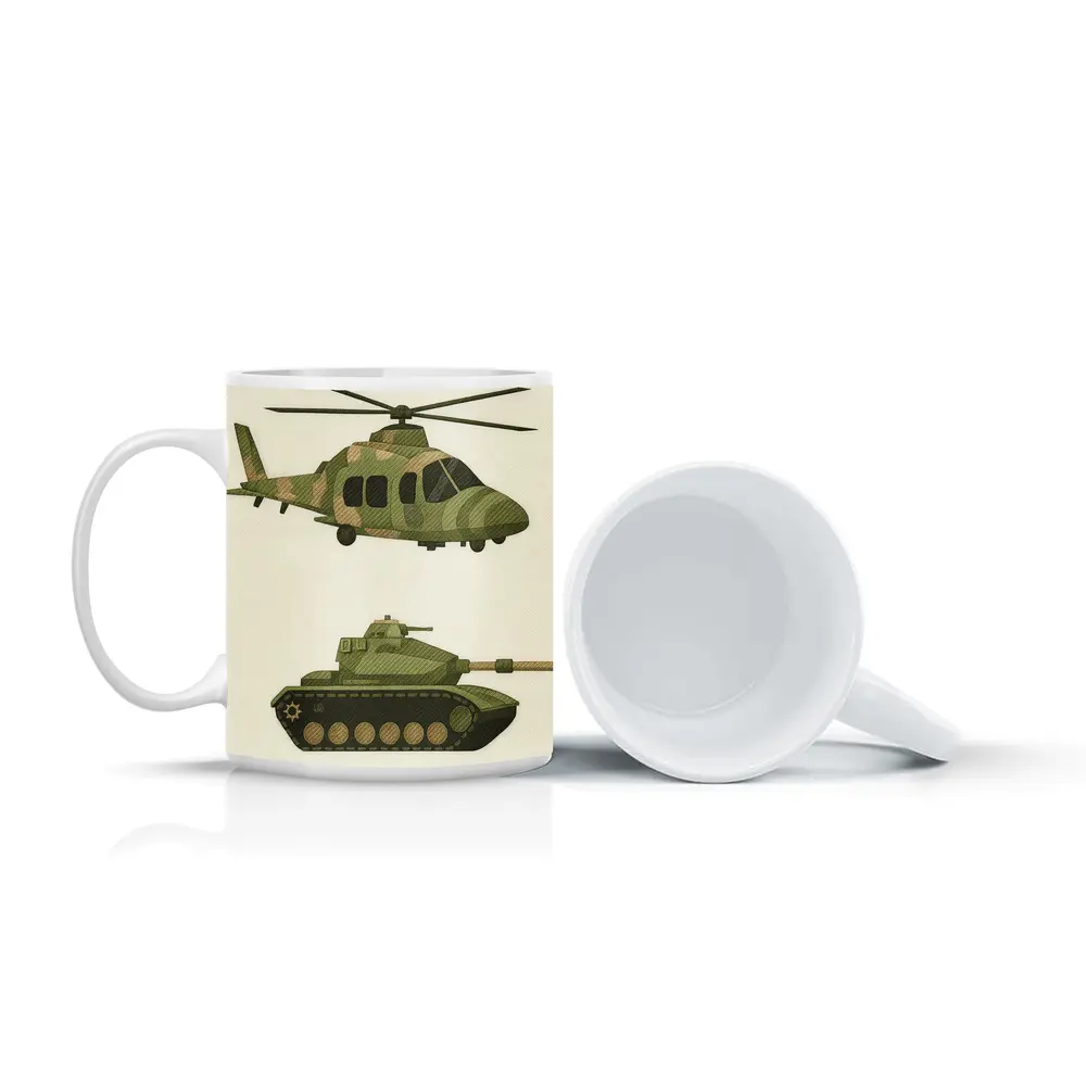 Military Helicopter and Tank Camouflage Art – Mugs