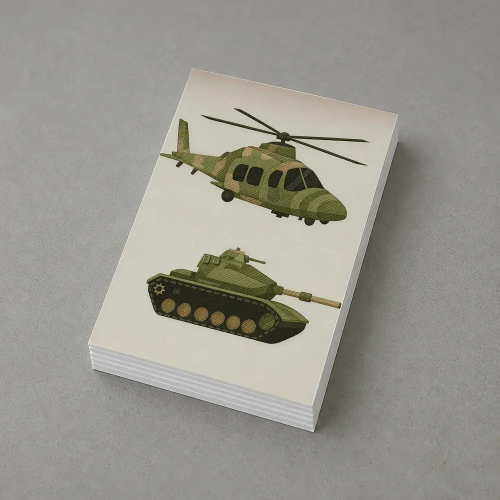 Military Helicopter and Tank Camouflage Art – Postcards