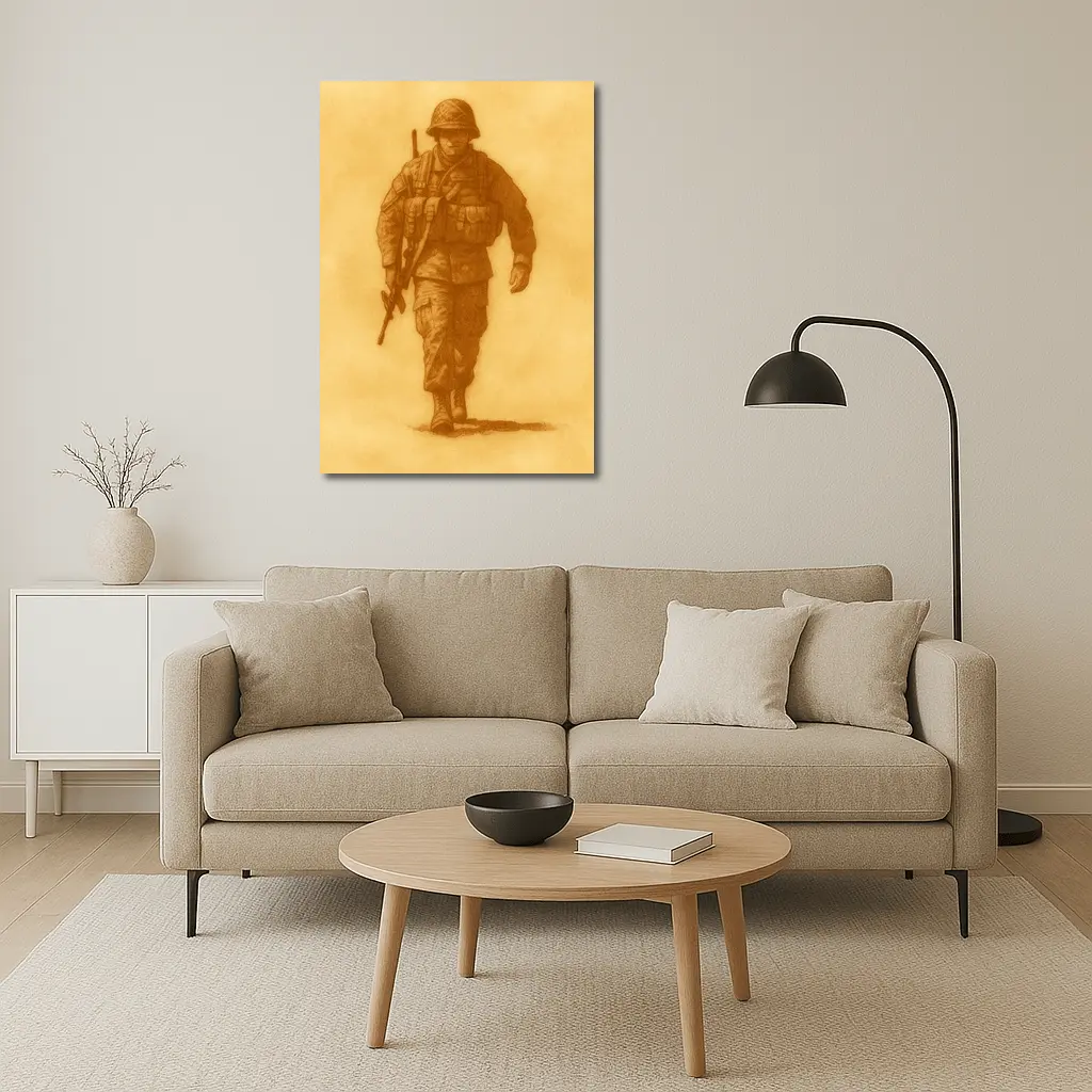 WWII Soldier Sketch Sepia Tone Art – Wall Art