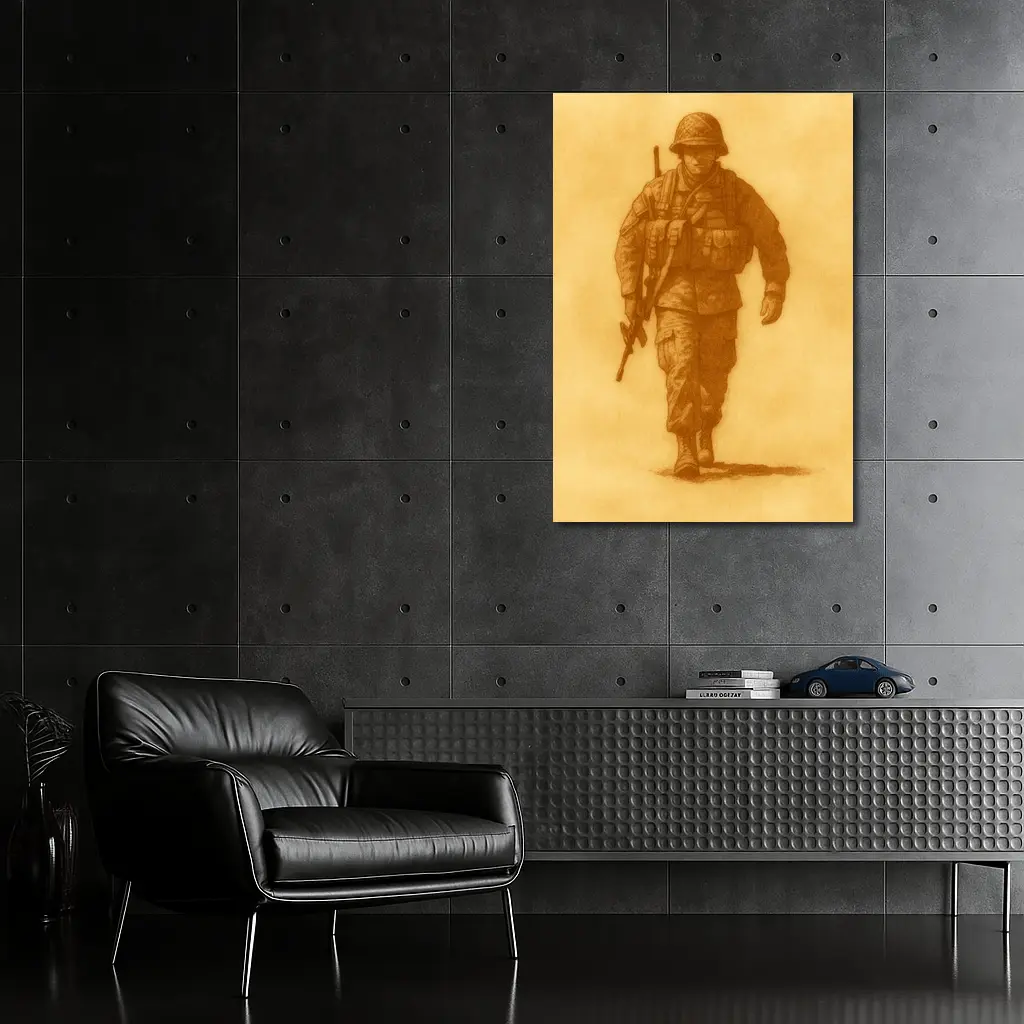 WWII Soldier Sketch Sepia Tone Art – Wall Art