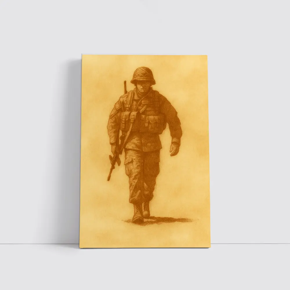 WWII Soldier Sketch Sepia Tone Art – Wall Art