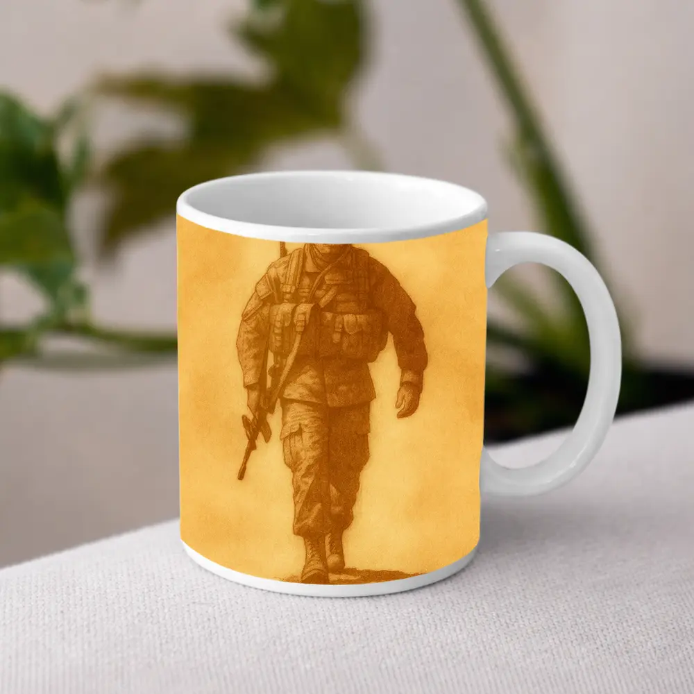 WWII Soldier Sketch Sepia Tone Art – Mugs