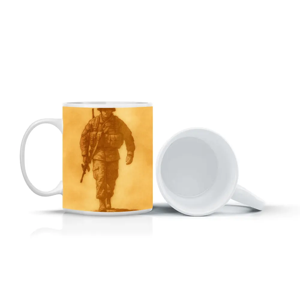 WWII Soldier Sketch Sepia Tone Art – Mugs