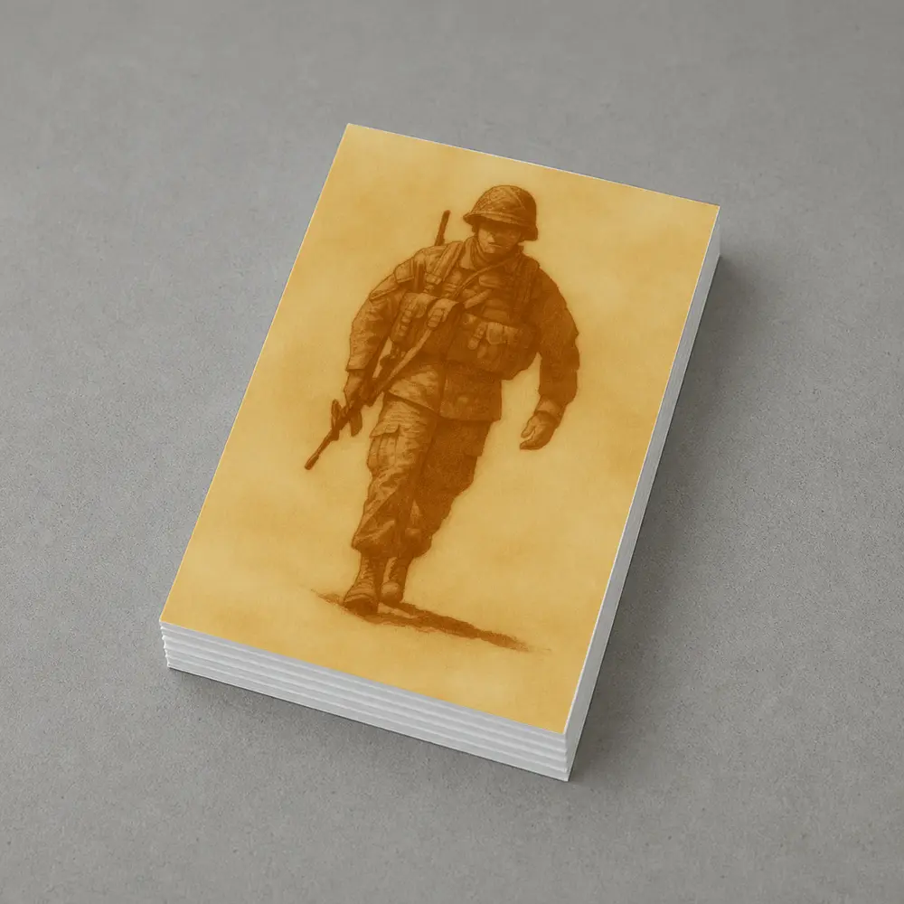 WWII Soldier Sketch Sepia Tone Art – Postcards