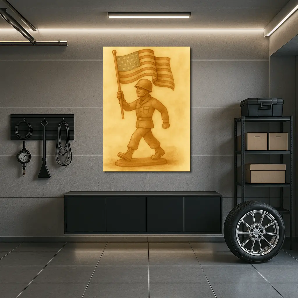 Toy Soldier Marching With American Flag – Wall Art