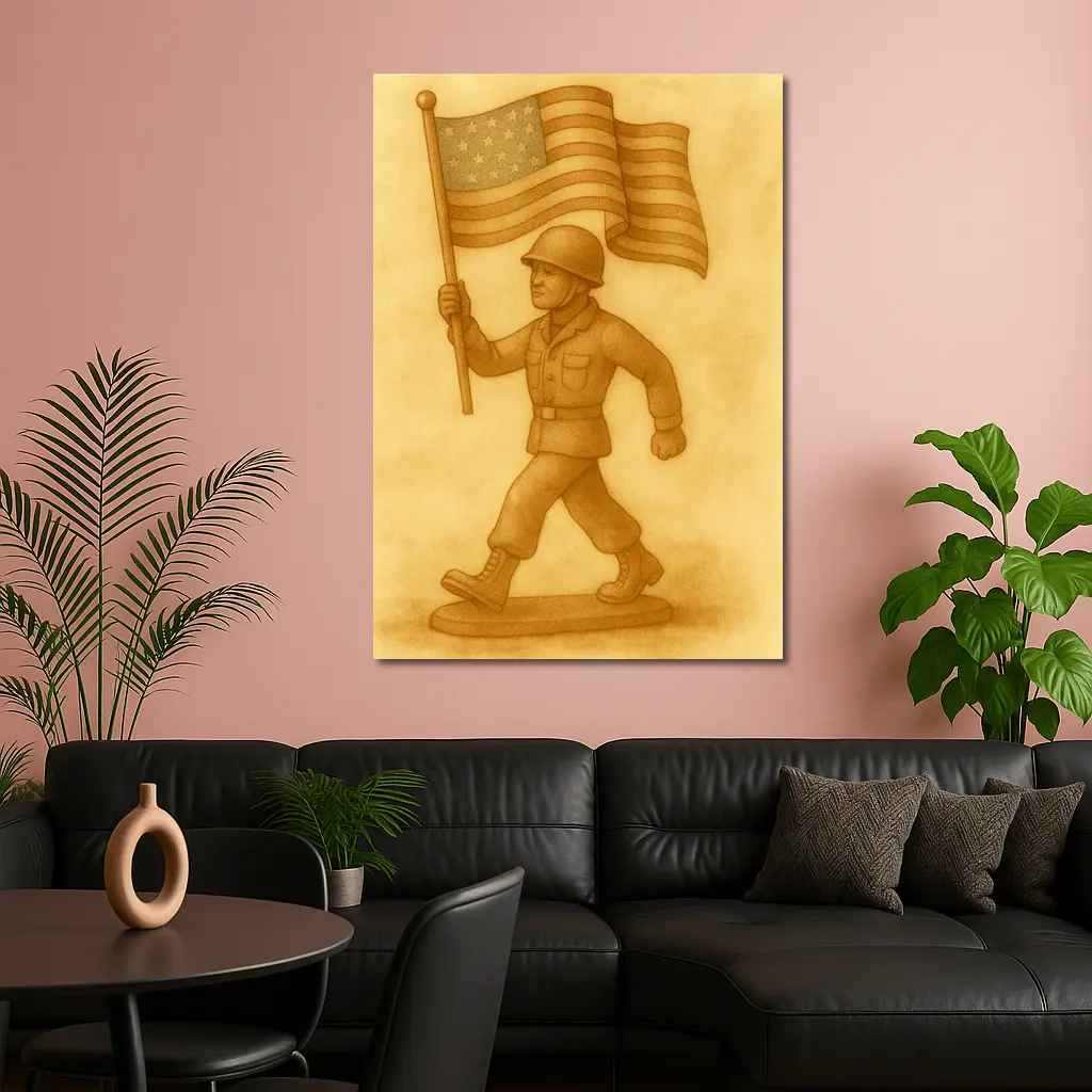 Toy Soldier Marching With American Flag – Wall Art