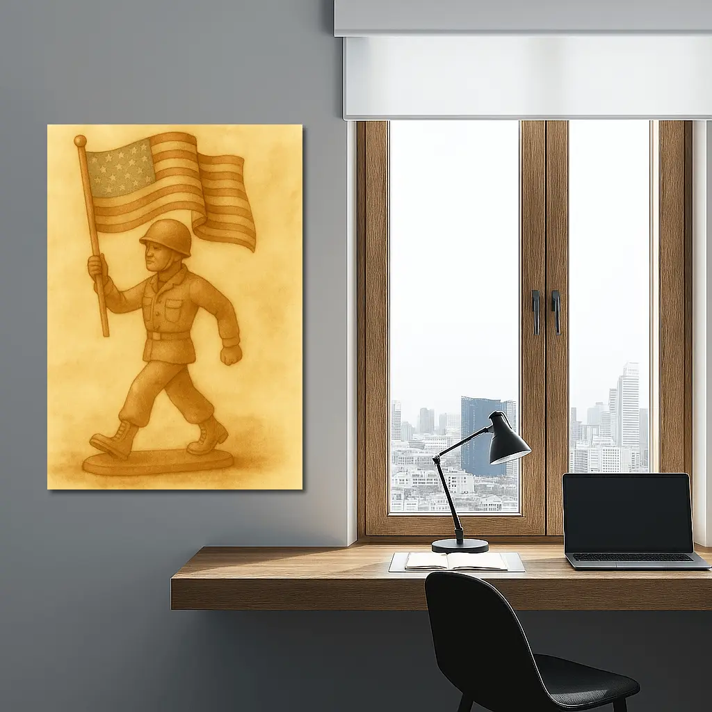 Toy Soldier Marching With American Flag – Wall Art