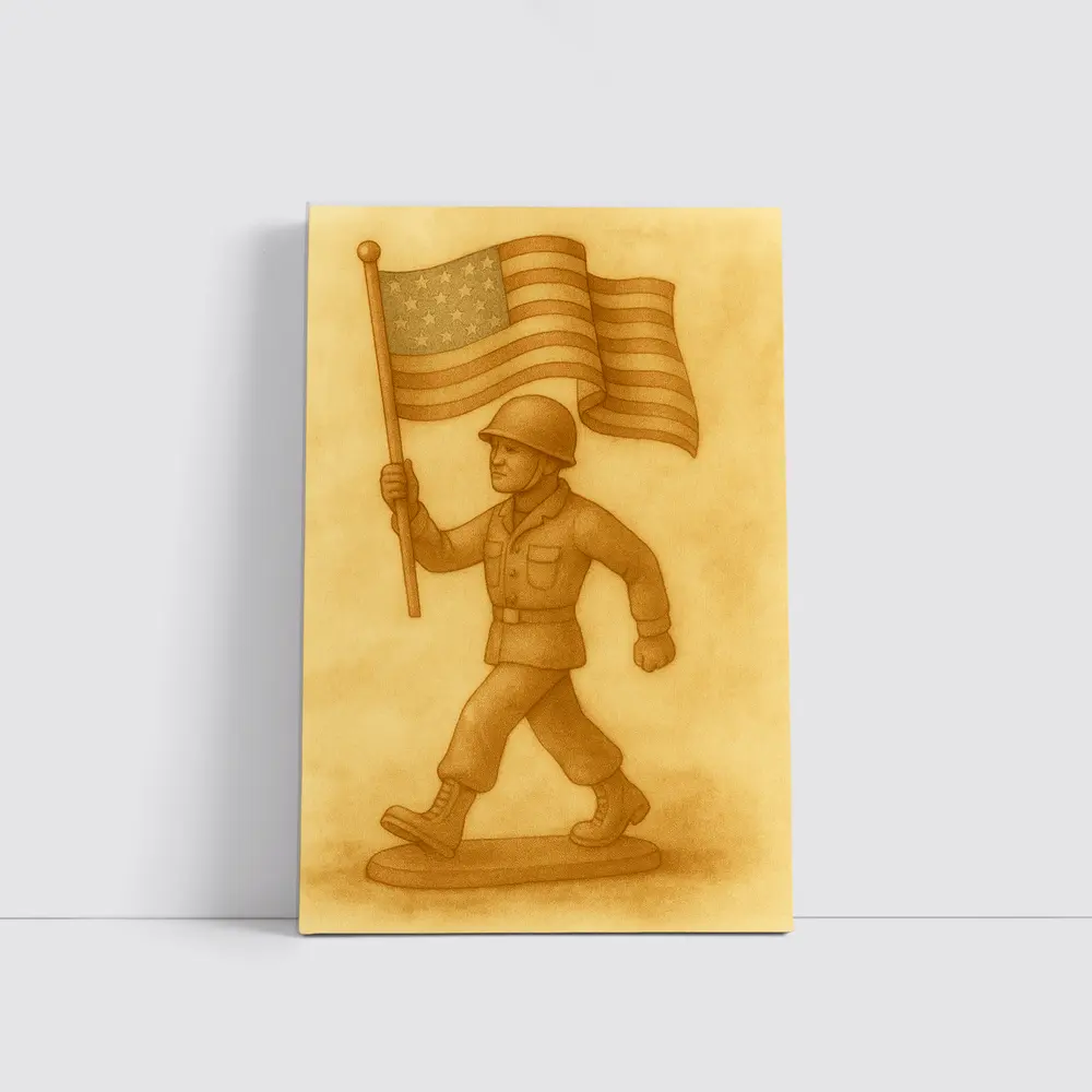 Toy Soldier Marching With American Flag – Wall Art