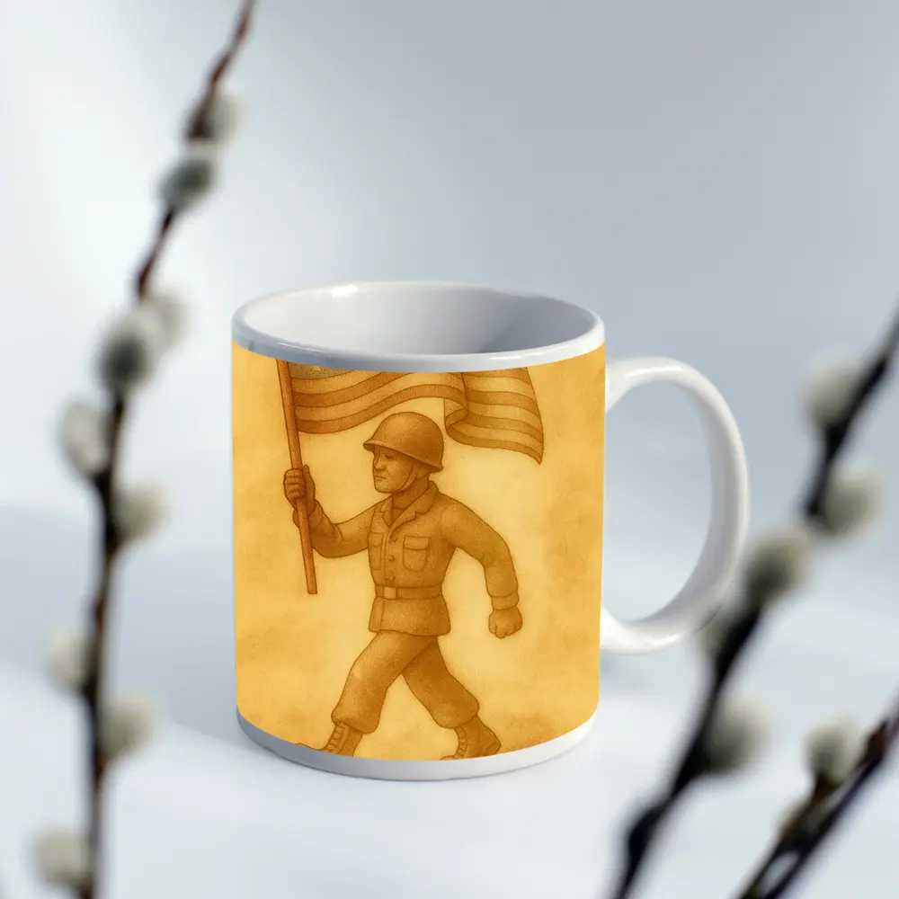 Toy Soldier Marching With American Flag – Mugs