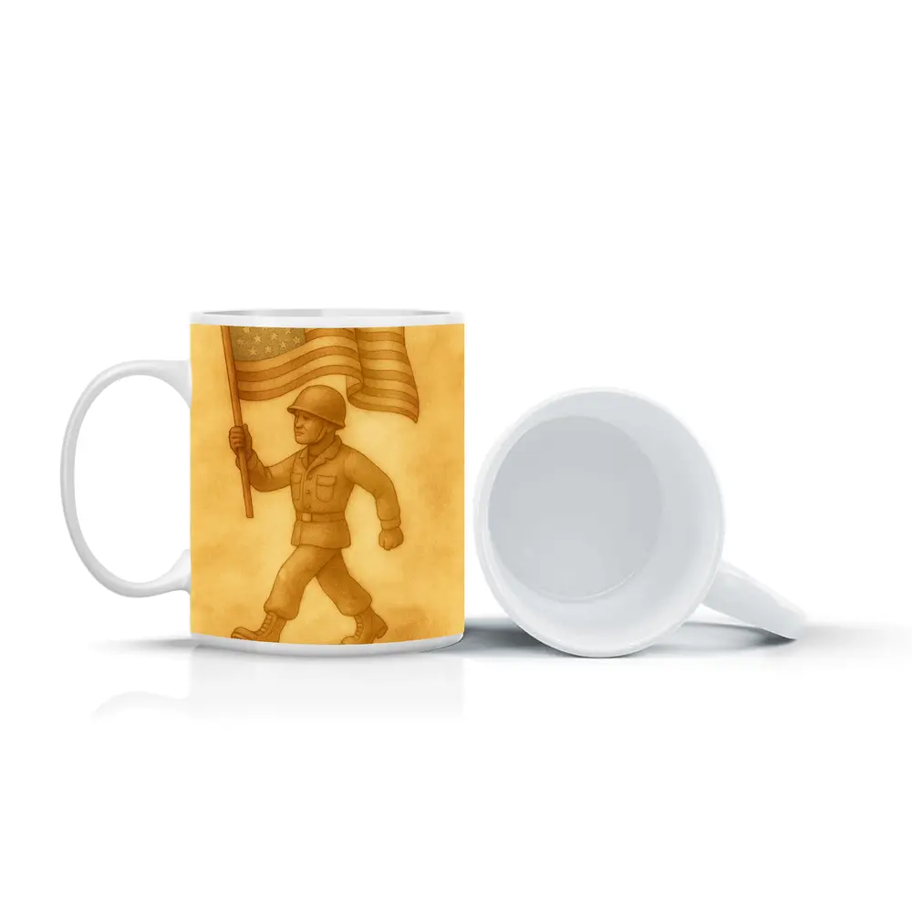 Toy Soldier Marching With American Flag – Mugs