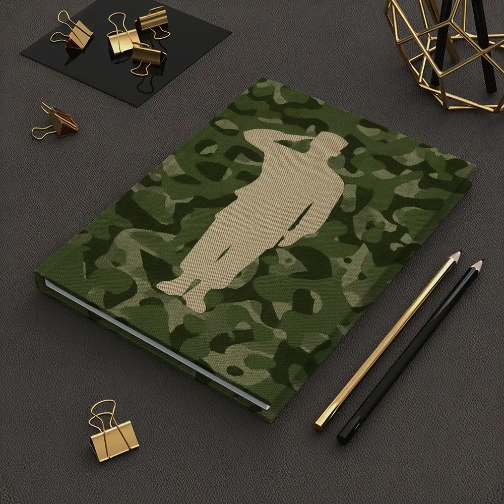 Saluting Soldier Silhouette Green Camouflage Background – Notebooks