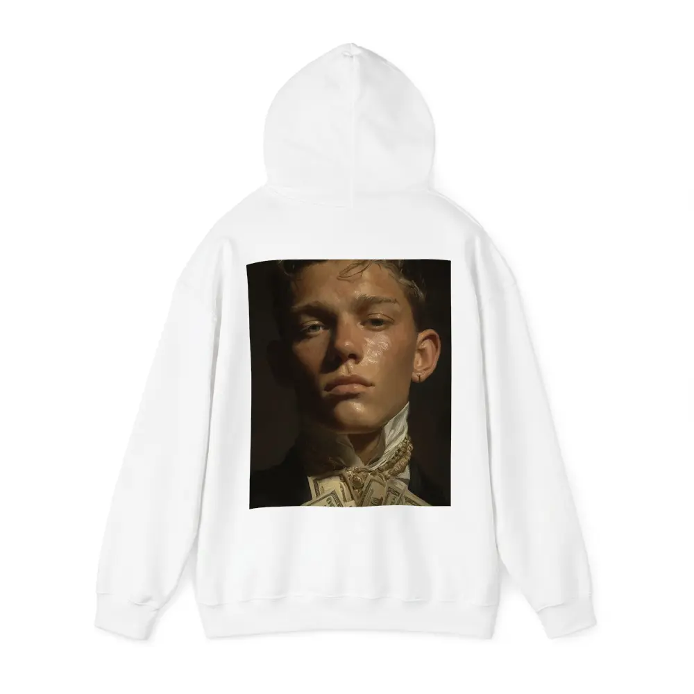 Young Man Portrait Holding Cash Dark Background – Hoodies