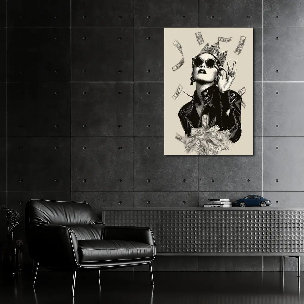 Queen Crown Sunglasses Money Rain Black White – Wall Art