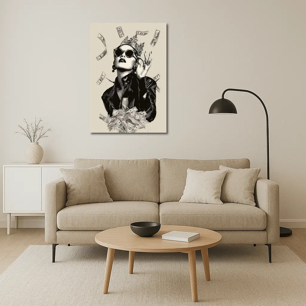 Queen Crown Sunglasses Money Rain Black White – Wall Art