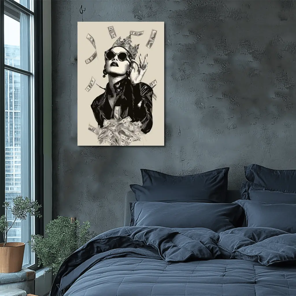 Queen Crown Sunglasses Money Rain Black White – Wall Art
