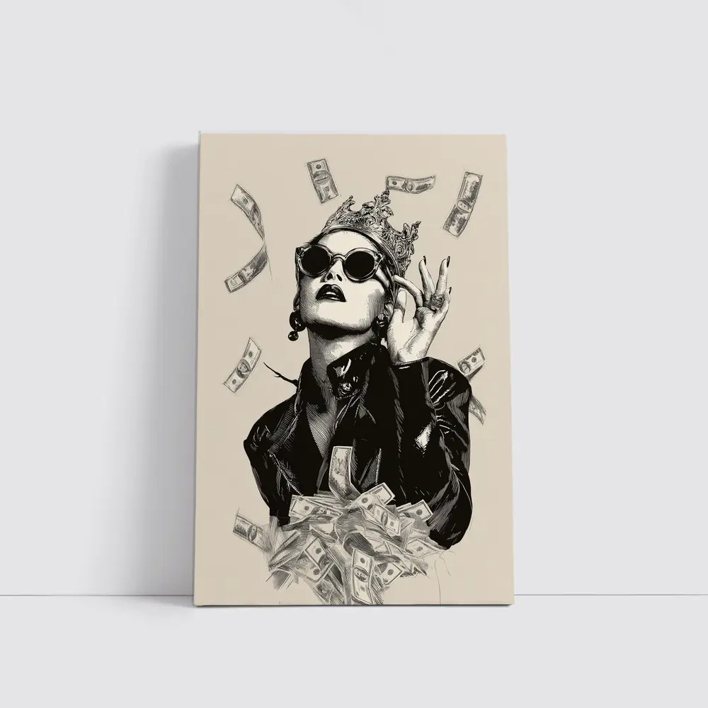 Queen Crown Sunglasses Money Rain Black White – Wall Art