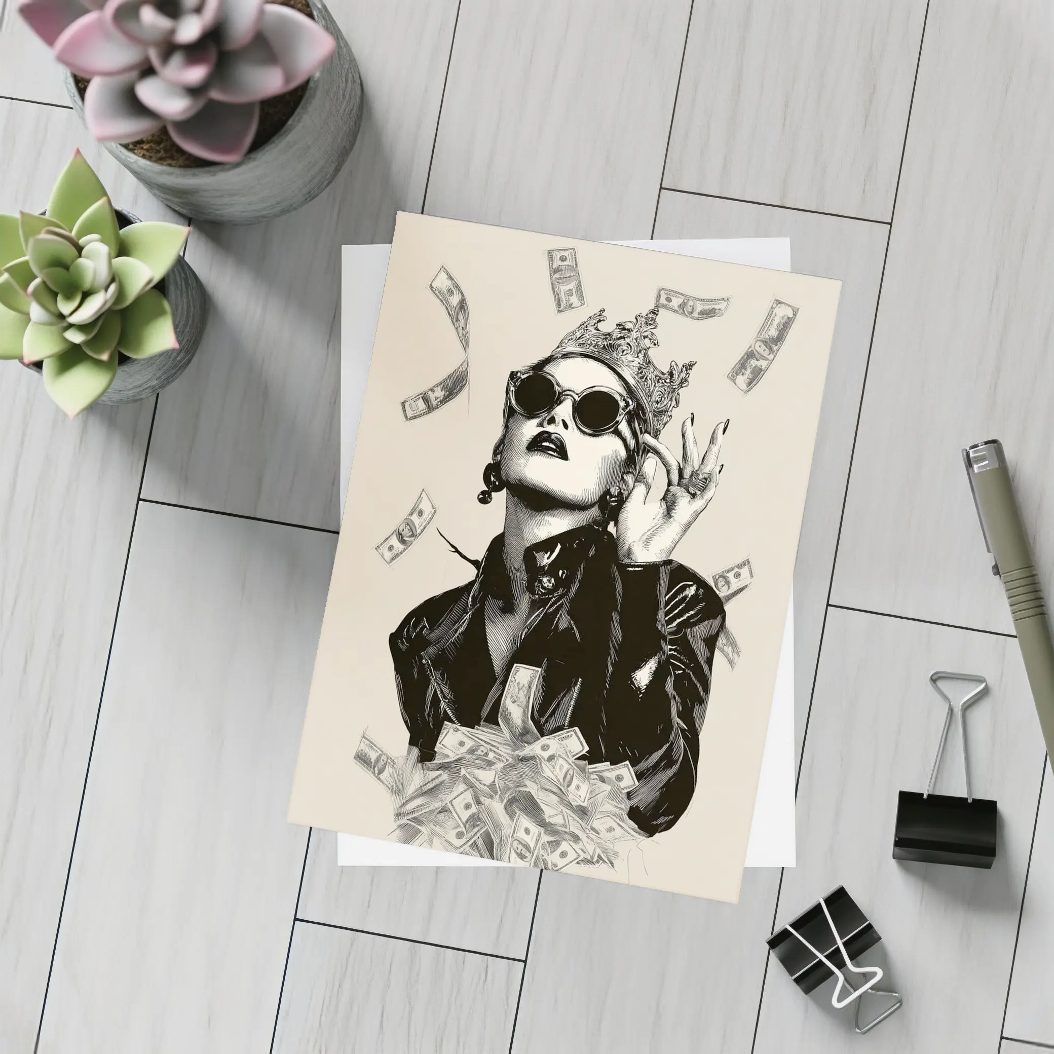 Queen Crown Sunglasses Money Rain Black White – Postcards