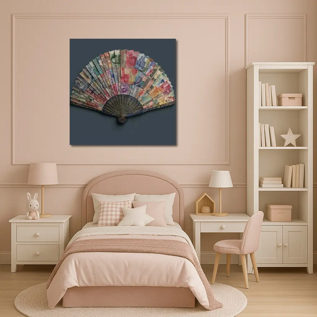 World Currency Fan Money Art Dark Background – Wall Art