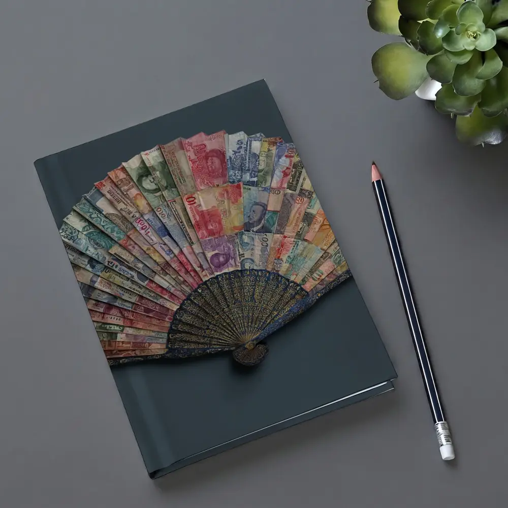 World Currency Fan Money Art Dark Background – Notebooks