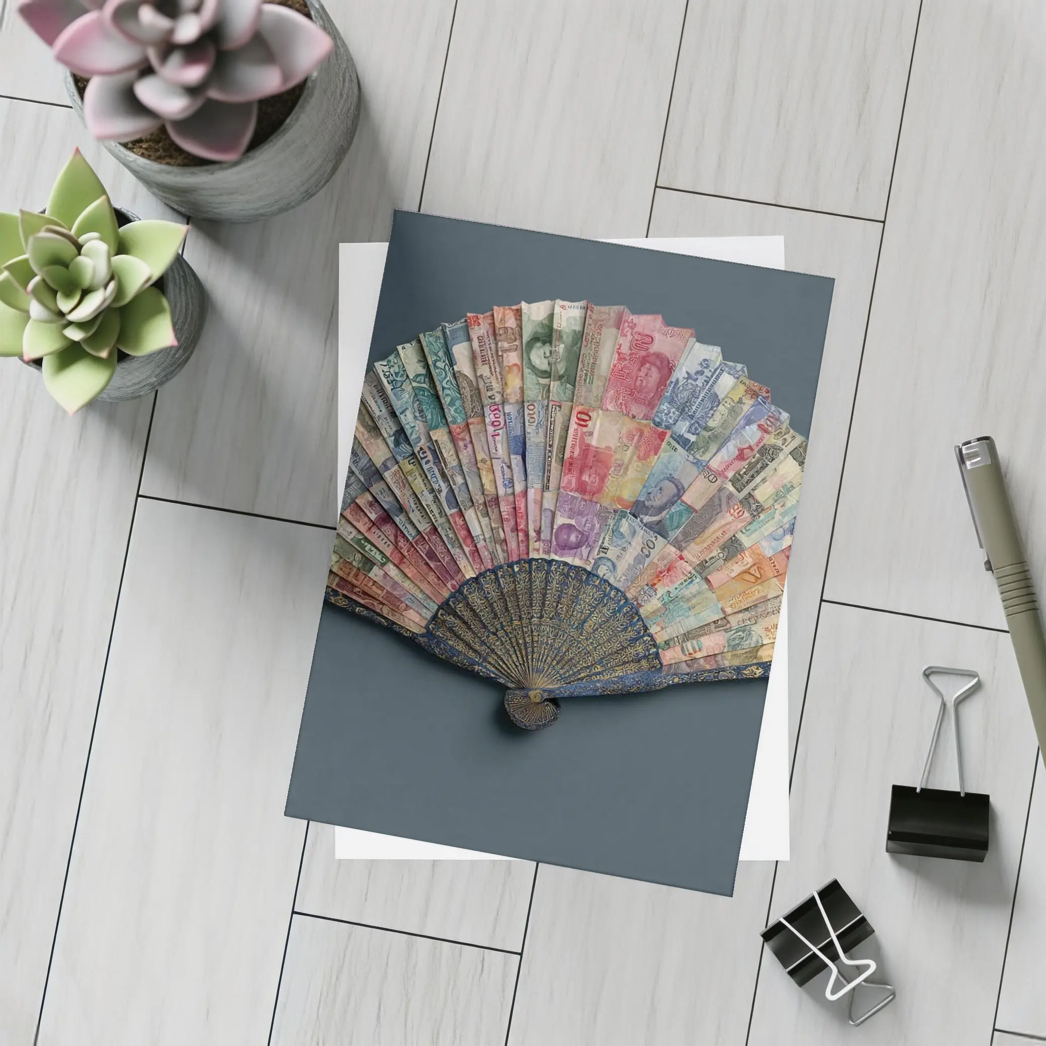 World Currency Fan Money Art Dark Background – Postcards