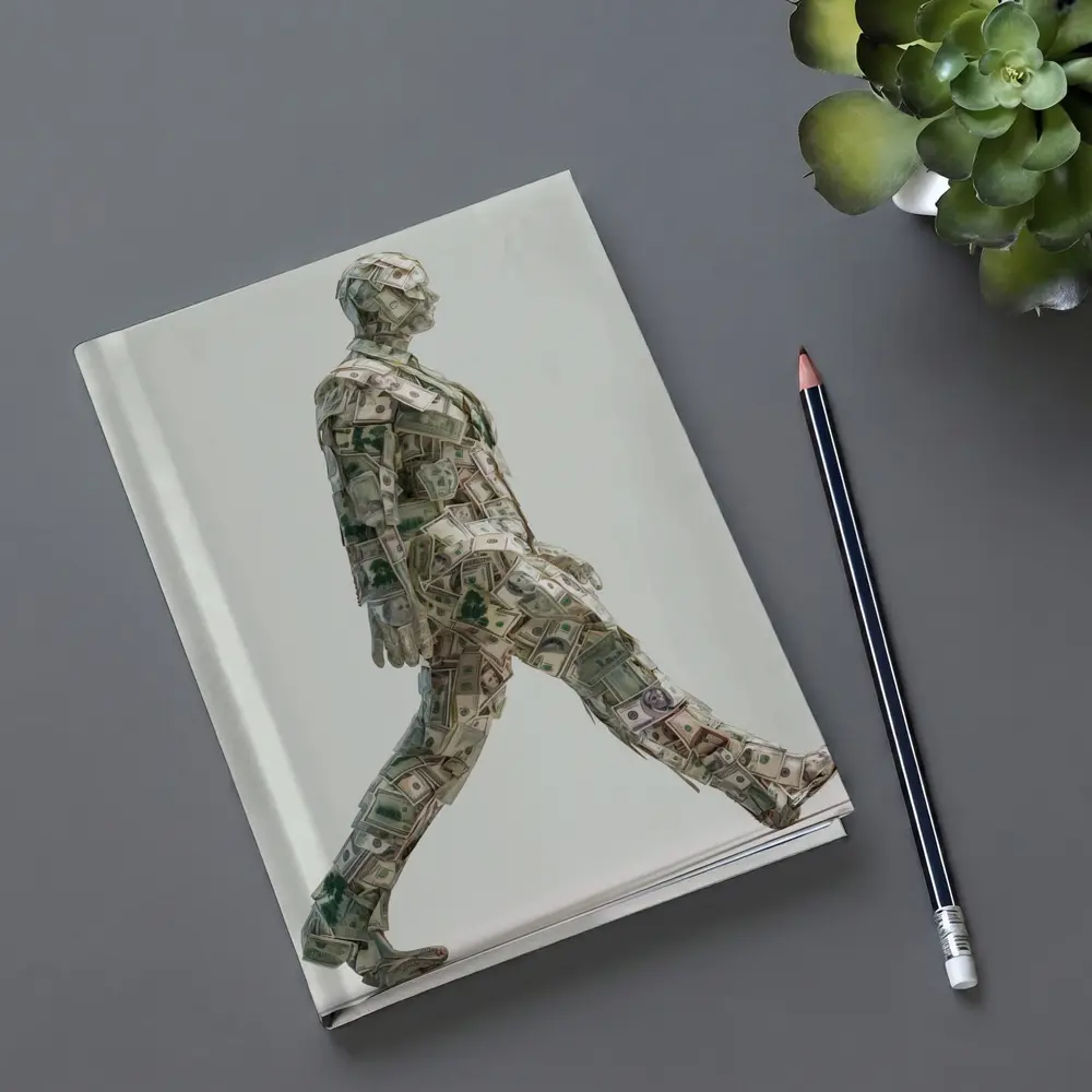 Walking Man Figure Made Of Dollar Bills – Notebooks