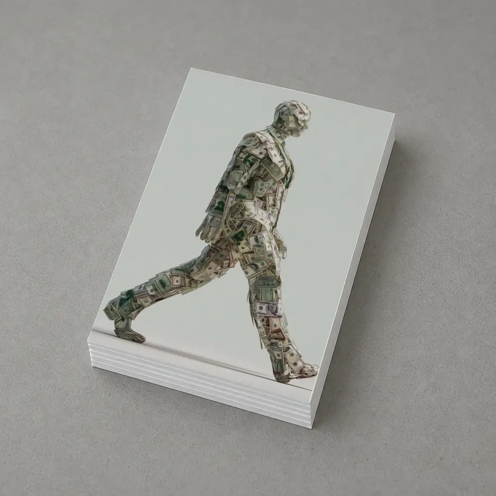 Walking Man Figure Made Of Dollar Bills – Postcards