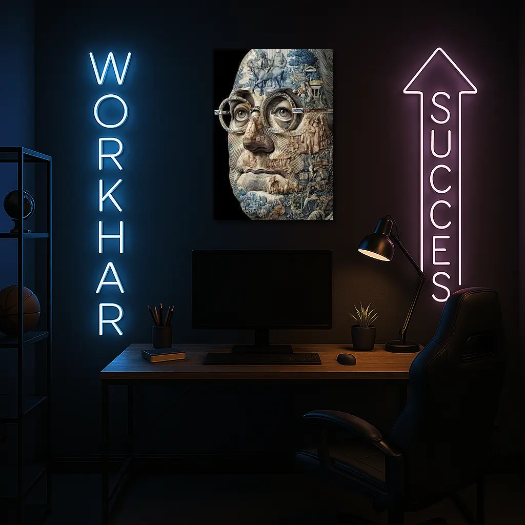 Engraved Portrait Face Currency Art Style – Wall Art